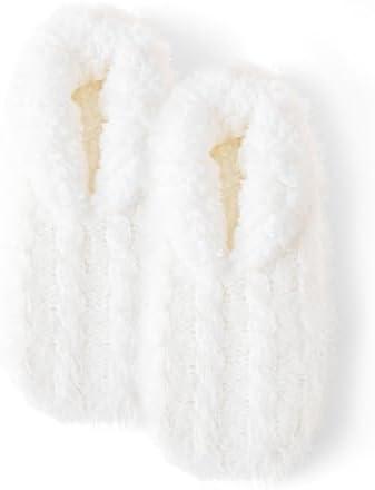 Fszsaa Sherpa Fleece Lined Fur Fuzzy Slipper Socks,Non Slip Fuzzy Plush Cable-Knit Home Slippers Ankle Socks for Women