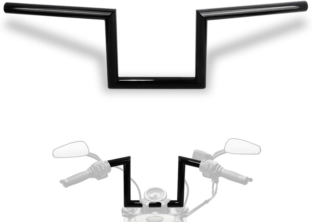 WOWTK 1" 25mm Z Bar - 8" Rise Handlebar w/Pre-Drilled Holes Universal For Harley,Honda, Yamaha, Suzuki, Kawasaki, Most Motorcycle Chopper Cruisers Bobber Bike Cafe Racer,any custom applications