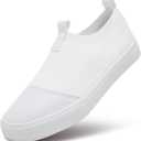 XRH Women's White Slip On Sneakers,Non Slip Women Fashion Work Shoes,Low top Casual ShoesWhite,US9