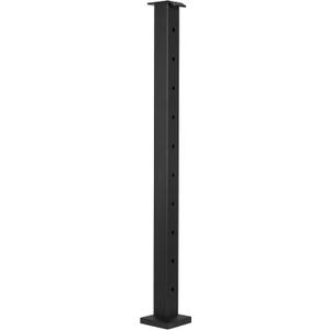 Stainless Steel Square Fence Post for Deck Cable Railing System, Flat Top Down to Stair Post 36"x2"x2" Pre-Drilled, Matte Black