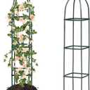 100% Metal Obelisk Trellis for Climbing Plants Outdoor & Indoor - Powder-Coated Thicken Steel Towering Plant Support - Weather-Proof Garden Trellis for Climbing Vine, Vegetables & Flowers (Green)