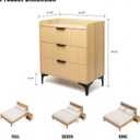 Fluted 3 Drawer Nightstand, Modern Bedside Table with Storage Drawers, Night Stand Dresser for Bedroom and Living Room, Natural