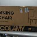 COLAMY Upholstered Parsons Dining Chairs Set of 6, PU Leather Dining Room Kitchen Side Chair with Nailhead Trim and Wood Legs - Blue