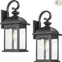 FEMILA 21" Outdoor Wall Light Fixture, 2 Pack Modern Outdoor Wall Sconce, Rust-Proof Waterproof Wall Light with Seeded Glass, Ideal for Porch, Patio, Entryway, Garage, 4FD54B2-2PK BK