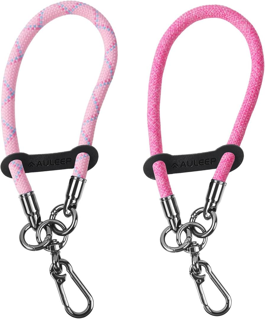 AULEEP Pink Phone Wrist Strap 2 PCS, Anti Theft Smartphone Lanyard Wrist for Case Digital Camera, Cell Iphone Charm for Women Girls