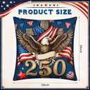 Fanfanwin 4 Pcs 250th Anniversary Pillow Covers 18x18 Inch,Fashion Style | USA Red White Blue Cushion Case, 4th of July Sofa Decor, American Flag Eagle Statue of Liberty Designs, Patriotic Home