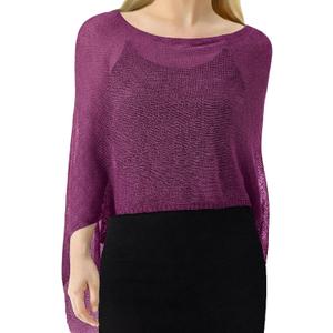 1 Pcs Women Sheer Poncho Shrug Summer Sheer Blouse Top Lightweight Poncho Sheer Bolero for Formal Evening Dress, Light Purple