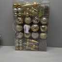 92ct Christmas Tree Decoration Set Christmas Ball Ornaments with Srtings Shatterproof Christmas Baubles for Christmas Holiday Wreath Garland Party Decoration, Gold-Silver