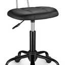 Square Rolling Stool with Backrest Height Adjustable Chair Swivel Drafting Chair Stool Chair with Wheels Black