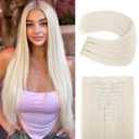REECHO Hair Extensions, 11PCS Clip in Hair Extensions 24" Long Straight Hair Extensions HE005 Natural Soft Synthetic Hairpieces for Women Platinum Blonde