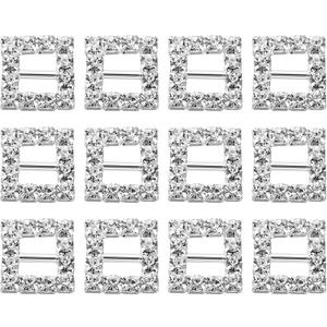 uxcell Rhinestone Buckles Slider, Rhinestone Crystal Ribbon Buckle for Christmas DIY