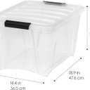 IRIS USA 32 Qt Stackable Plastic Storage Bins with Lids, 4 Pack - BPA-Free, Made in USA - See-Through Organizing Solution, Latches, Durable Nestable Containers, Secure Pull Handle - Clear