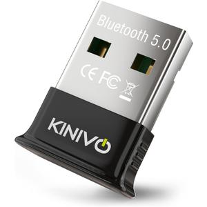 Kinivo USB Bluetooth Adapter for PC (BT5.0, Plug & Play Wireless Dongle Receiver for Ubuntu, Windows 11/10/8.1)  Works with Laptops, Headsets, Speakers, Mouse, Keyboard, Printers, Gaming Controllers