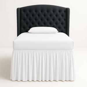 Cottingon Dorm Bed Skirt Twin XL 46" with Split Corners, 100% Microfiber Soft and Stylish, College Room Essential, Extra Long Dust Ruffle for Extended Beds, White