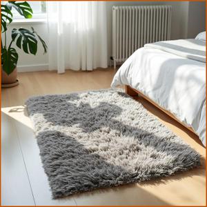 Eviva Gray Fluffy Rug for Living Room 3x5 Fuzzy, Washable for Bedroom With Plush Feel Shaggy, Kids & Girls Bedroom for Stylish & Modern Home Decor (Grey)
