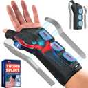 FEATOL Carpal Tunnel Wrist Brace Night Support, Thumb Spica Splint Left Hand for De Quervains Tenosynovitis, Tendonitis, Wrist Brace With Thumb Support-Small/Medium-Women & Men, Black