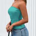 PRETTYGARDEN Women's Faux Leather Tube Tops 2025 Summer Strapless Asymmetrical Ruched Bandeau Shirts Going Out Club Outfits (Blue, S)