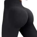 RXRXCOCO Womens High Waist Tummy Control Leggings Ruched Butt Lift Yoga Pants Workout Tights (M)