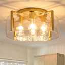 Semi Flush Mount Ceiling Light Fixture, 4-Light Gold Modern Hallway Light Fixtures Ceiling Mount, Foyer Kitchen Lighting Fixtures Ceiling Lights for Bedroom Entryway Bathroom Laundry Room