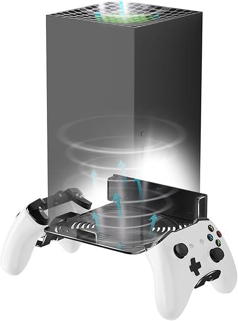 Aluminium Alloy Wall Mount for Xbox Series X Wall Mount Kit for Xbox Series X Accessories with 2 Controller Stand, Ventilation Design Wall Shelf(Black)