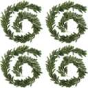 Lyrow Christmas Pine Greenery Garlands Artificial Winter Faux Holiday Season Outdoor Garland for Xmas Home Decorations(4 Pcs,9 ft)