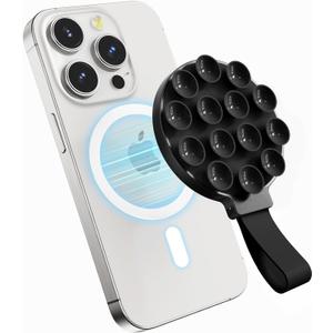 Magnetic Suction Phone Mount for MagSafe Case,iPhone Sticky Grip Compatible with MagSafe,Strong Grip Holder for Selfies & Videos, Hands-Free Mirror Shower Phone Holder Mount for TikTok/Video/Selfies (black)