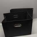 Yunkeeeper storage bins Cubes, Fabric Cube Organizer with Handle, Foldable Cube Bins for Cloth or Accessary Storage, 11x11x11, Set of 3, (Black)