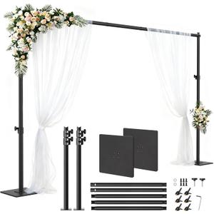 Square Backdrop Stand 6.5x10ft, Heavy-Duty Pipe Drape with Flat Metal Base
Adjustable Photography Background Support, Aluminum Poles Stand Kit for Weddings, Parties, Video Studio, Birthday, Black