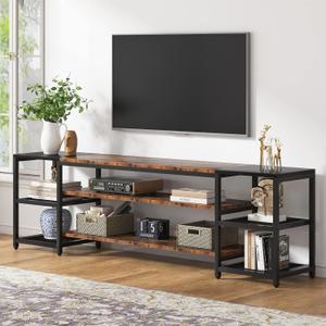 Tribesigns 78 Inch TV Stand for TVs up to 85 Inch, Media Entertainment Center Console Table, Industrial 3-Tier TV Console Table with Storage Shelves for Living Room, Entertainment Room (Rustic Brown/Black)
