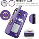 ONETOP for iPhone 16 Wallet Case with Card Holder, 360 Rotation Ring Kickstand RFID Blocking PU Leather Double Magnetic Clasp Shockproof Cover for Women and Girls 6.1 Inch (Purple)