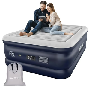 Nalone King Size Air Bed with Built-in Pump Air Mattress 18-inch Inflatable, Puncture-Resistant, Quick Inflation/Deflation for Outdoor Indoor 650lbs