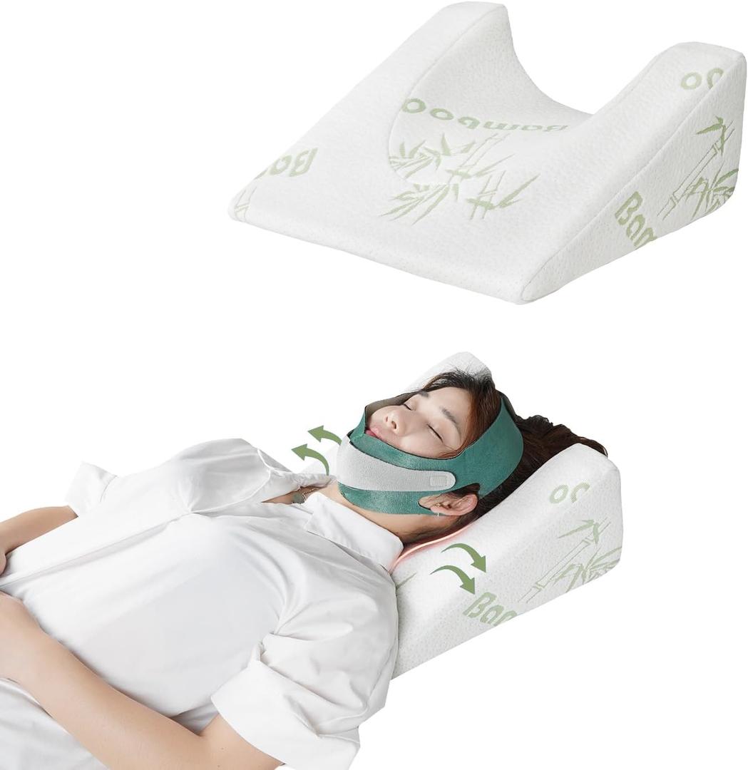 Back Sleeper Wedge Pillow for Facelift & Rhinoplasty Recovery  Memory Foam Neck & Jaw Support Cushion with Bamboo Cover  Ideal Back Sleep Pillow for Post Surgery Healing