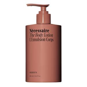 Ncessaire The Body Lotion with Pump. Olibanum. Multi-Peptide Firming to Moisturize + Strengthen. 2.5% Niacinamide, Vitamin C/E + Omega 6/9. Notes of Vanilla, Fig Leaf, & Cassis Buds. 450ml/15.2 fl oz