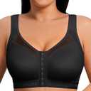 FeelinGirl Front Closure Post Surgery Compression Bra with Adjustable Straps Wireless Breast Augmentation Post Op Bras XXL