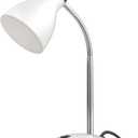 LEPOWER Metal Desk Lamp, Adjustable Goose Neck Table Lamp, Eye-Caring Study Desk Lamps for Bedroom, Study Room and Office (White)