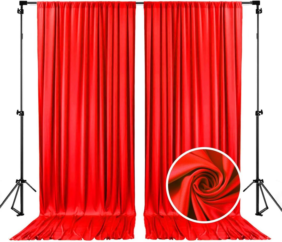 10 x 10 Feet Red Backdrop Curtain for Partie, Background Curtains for Photoshoot, Birthday, Wedding, Halloween, Thanksgiving, Christmas, New Year Party Decorations 5Ft x 10Ft, 2 Panels