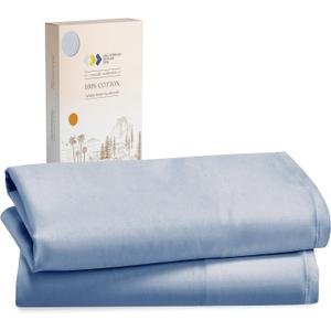 California Design Den 100% Cotton Pillowcases Standard Size Set of 2, Soft & Cooling Sateen Weave Cotton Pillowcases (Standard/Queen, Blue Hydrangea)