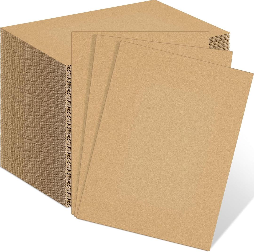 Henoyso 110 Pack 9 x 12 Inch Corrugated Cardboard Sheets Flat Cardboard Sheets Packaging Inserts Flat Square Inserts Squares Separators for Shipping Packing Mailing Crafts (Brown)