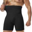 MISS MOLY Men Tummy Control Shorts High Waist Underwear Slimming Body Shaper Belly Girdle Boxer Briefs Stomach Shapewear (Black, XL)