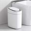 ELPHECO Automatic Bathroom Trash Can with Lid 2.5 Gallon Slim Sensor Garbage Can, 9L Narrow Plastic Trash Bin, Waterproof Motion Sensor Trash Bin for Bedroom, Living Room, Narrow Space (White)
