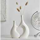White Vases for Decor, Heart Shaped Ceramic Vase Set of 2, Minimalist Decorative Vase for Table Centerpiece Wedding Dining Living Room Office House Decoration Aesthetic Flower Vase Wedding Decor