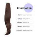 PONYTAIL EXTENSION, 24" CLAW CLIP HAIR EXTENSIONS PONYTAIL, LONG STRAIGHT HAIR EXTENSION, NATURAL LOOKING SYNTHETIC HAIRPIECE FOR WOMEN, MEDIUM BROWN