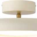 BISAMIYA Modern LED Ceiling Light, Brass Accent 12.6 Inch Semi Flush Mount Ceiling Light, Adjustable Angle Light Fixture, 3000K/Warm White/18W, for Hallway, Entryway, Kitchen (Cream)