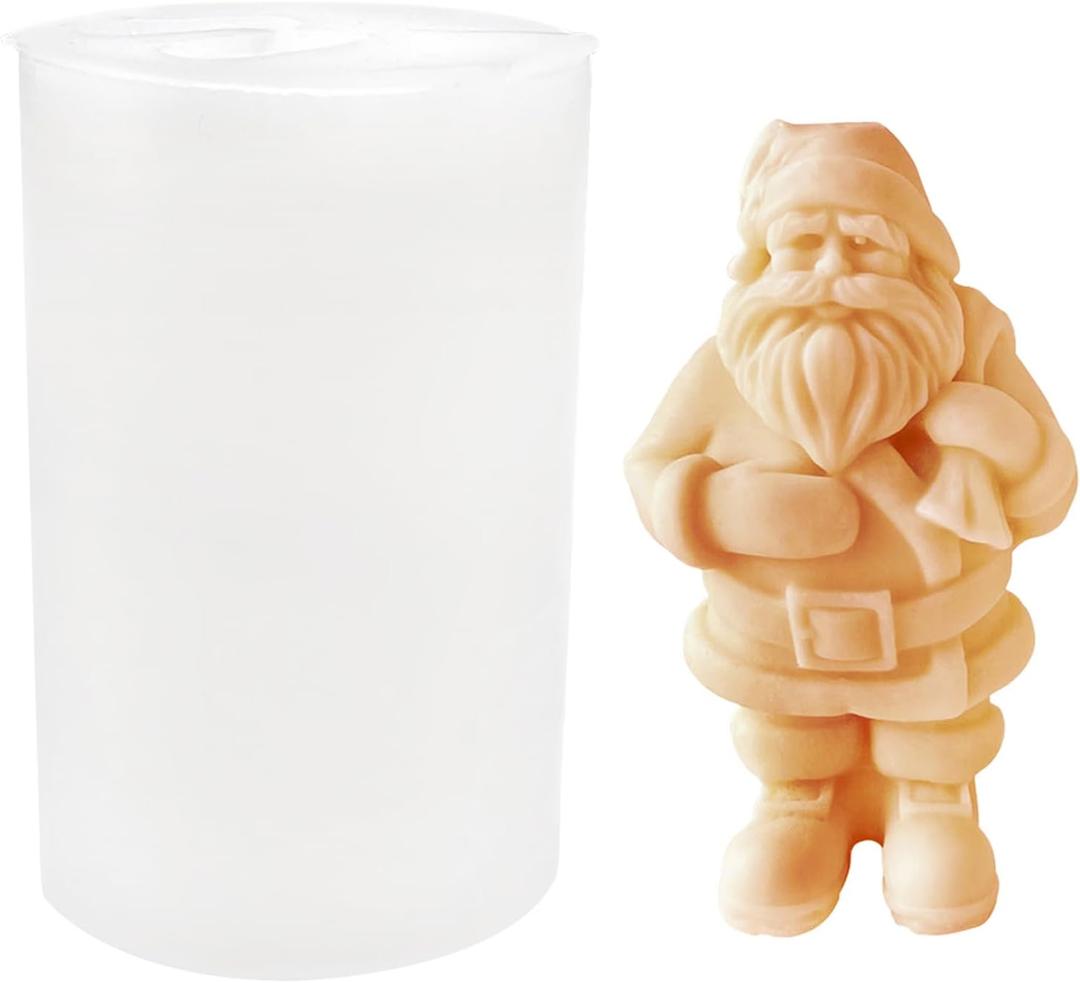 Christmas Candle Mold for Candle Making, 3D Silicone Mold for Resin Casting DIY Plaster Polymer Clay Home Decoration (Santa Claus)