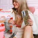 Toycamp for Samsung Galaxy S24 FE Case - Compatible with Magsafe Aesthetic Cute Holographic Galaxy S24 FE Case with Diamond Bling Lens Protector Cover for Women Girls, Brown Leopard