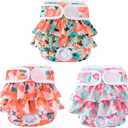 Washable Dog Diapers Female 3 Pack Reusable Premium Highly Absorbent Doggie Diaper, Flexible Puppy Diaper, Durable Leak-Proof Dog Diapers for Period Heat Incontinence Potty Training, S