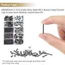 562 Pieces Black M2.5 x 4/6 /8/10 /12/16 /20mm Button Head Socket Cap Screws Nuts Washers Assortment Kit, 10.9 Grade Alloy Steel