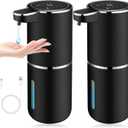 2 Pack Automatic Soap Dispenser, Automatic Liquid Soap Dispenser Touchless, 12.8oz/380ml USB Rechargeabled Wall Mounted Smart Soap Dispensers for Bathroom Kitchen Dish Soap (Black)