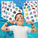 6 x Pre-Cut Turtle Temporary Tattoos - Under The Sea Creatures Ocean-Themed Stickers for Kids' Birthday Party Supplies, Decorations, Favors, and Prizes - Turtle Party Decorations