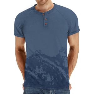 XUZHU Men's Summer Polo Shirts Short Sleeve Cotton Casual Henley T-Shirts Button Raglan Sleeve Tees (Blue, XXXL)